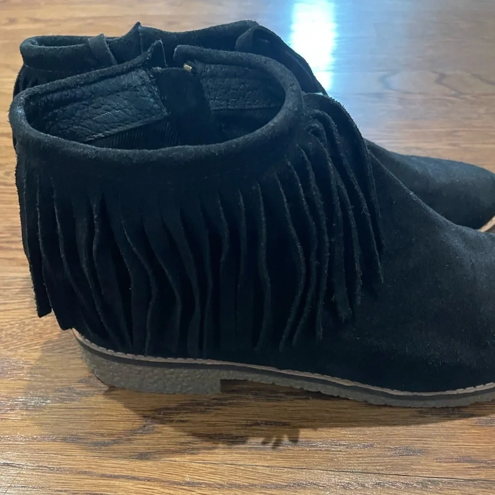 Steve Madden Gypsi Women's Size 8 Black Suede Leather Fringe Ankle Booties